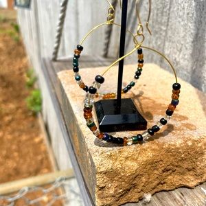 Handcrafted beaded hoop earrings by Ja! Artisan boho
